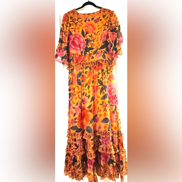 FARM Rio Vibrant Floral Maxi Dress - Orange and Pink - Picture 8 of 13
